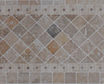 Mosaique travertin spirale sur mur